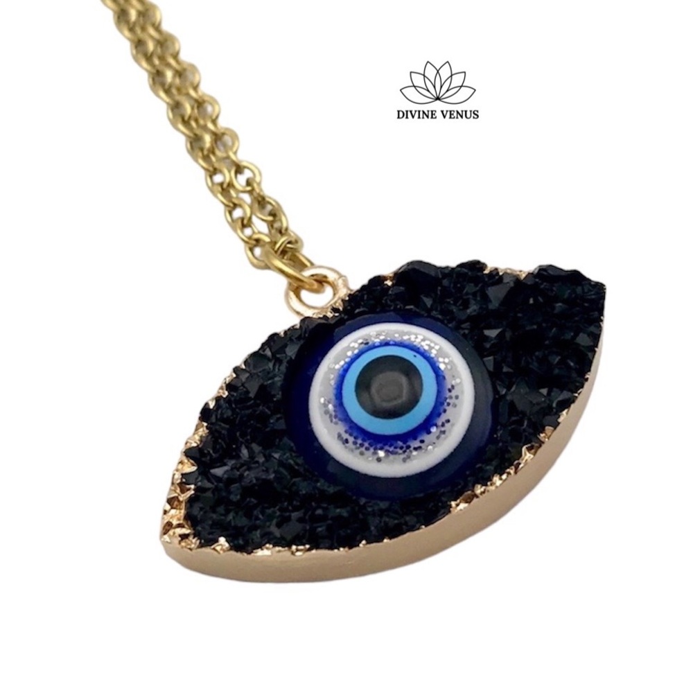 Evil Eye Druzy Necklace | Eye Am Protected Collection by Divine Venus - Picture 10 of 12